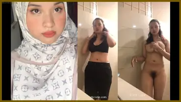 Cewek Hijab Cantik Pap Mandi Terus Colmek poster
